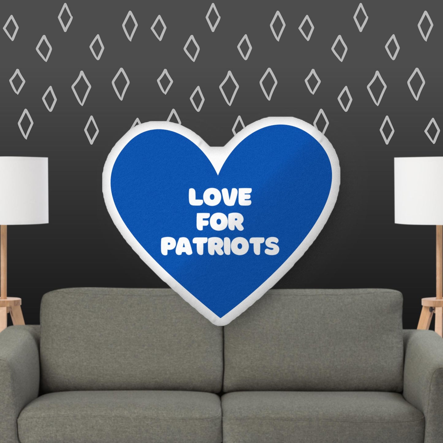 Blue Heart-shaped pillow Love for PATRIOTS