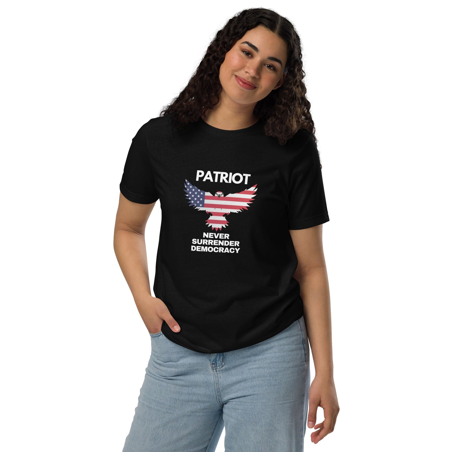 Unisex staple eco t-shirt NEVER SURRENDER DEMOCRACY