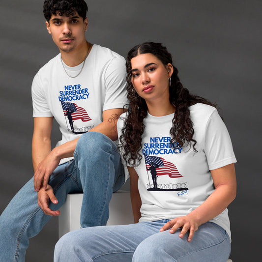Unisex staple eco t-shirt Never Surrender Democracy