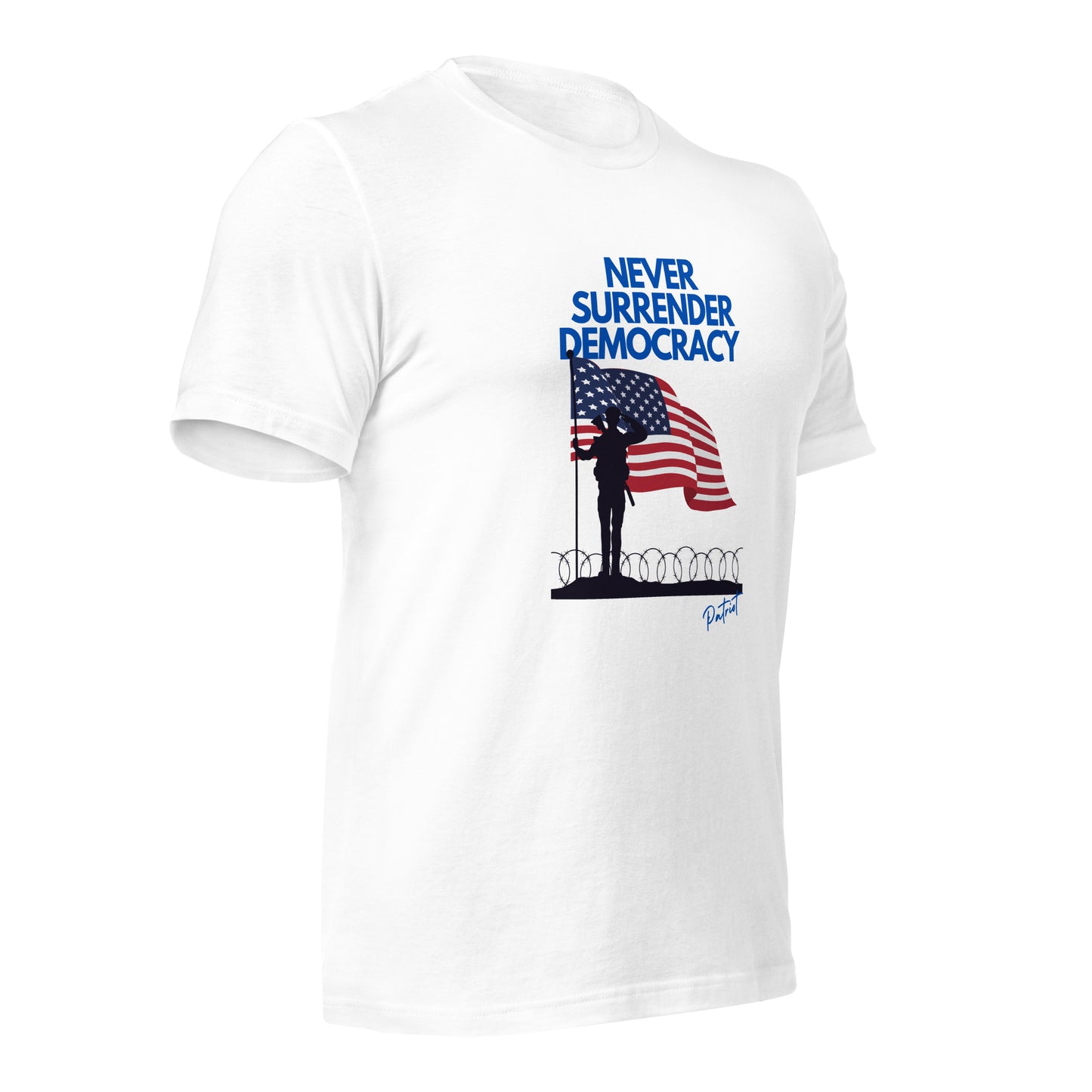 Unisex staple eco t-shirt Never Surrender Democracy