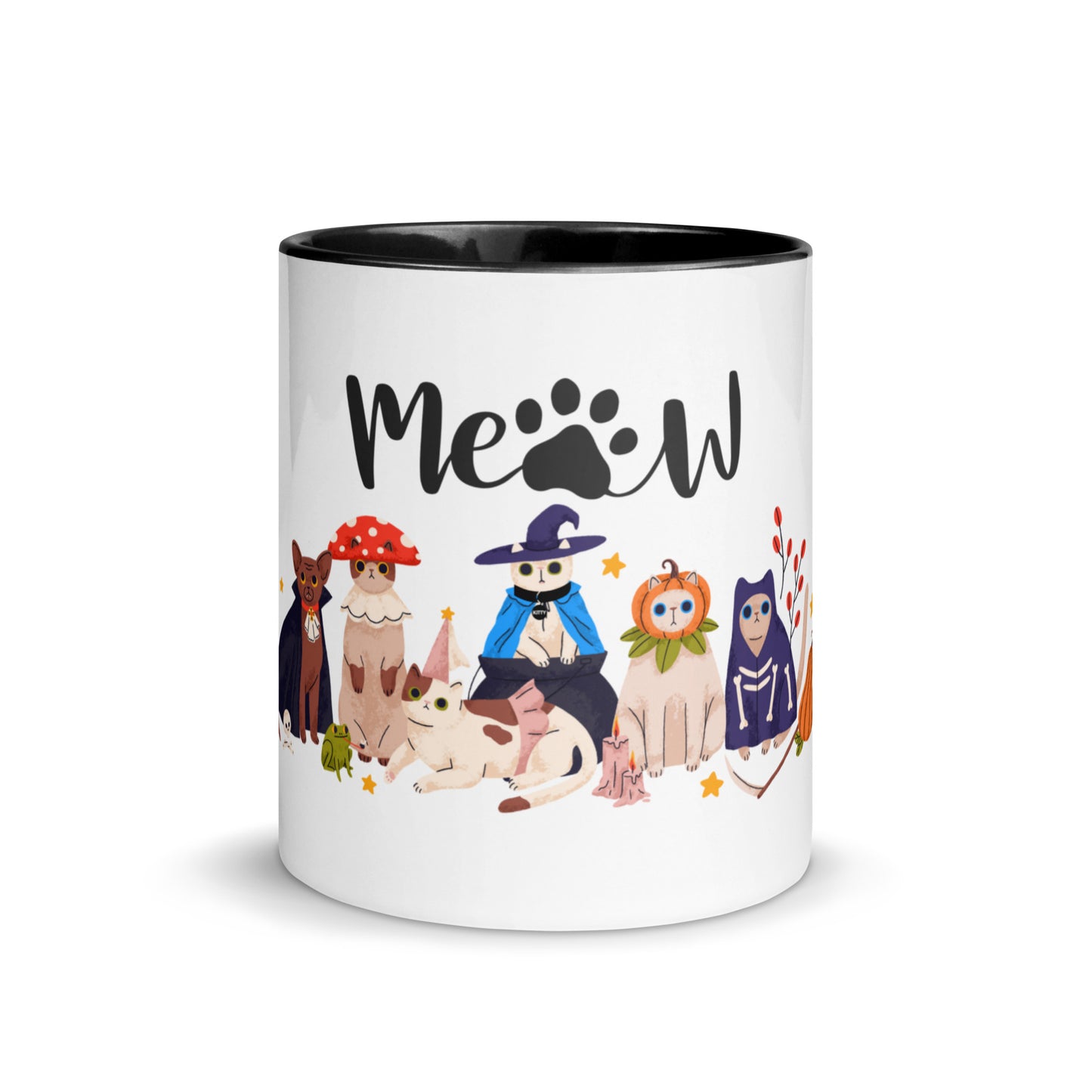 CUP-OF-JOE with Color Inside Holloween Cats MEOW