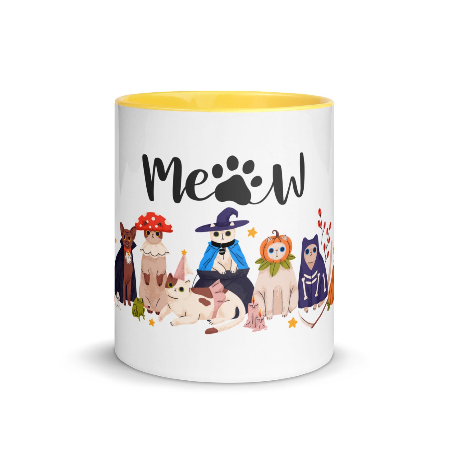 CUP-OF-JOE with Color Inside Holloween Cats MEOW